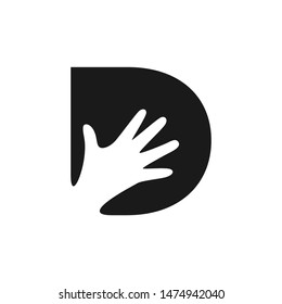 Letter D Hand Logo Design Template Inspiration