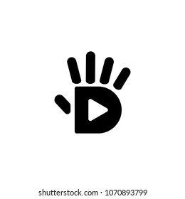 Letter D hand vector icon