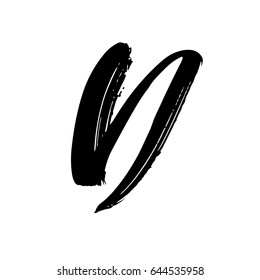 Letter D. Handwritten by dry brush. Rough strokes font. Vector illustration. Grunge style alphabet