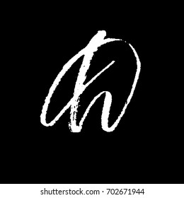 Letter D. Handwritten by dry brush. Rough strokes font. Vector illustration. Grunge style elegant alphabet
