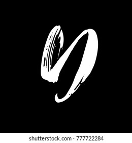 Letter D. Handwritten by dry brush. Rough strokes font. Vector illustration. Grunge style alphabet.