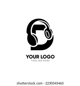 Letter D Headphone Logo Design Vector Icon Graphic Illustration