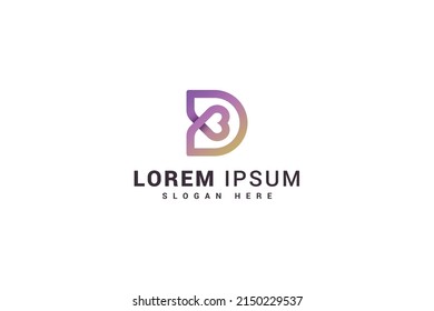 Letter D health care love logo