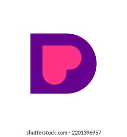 Letter D heart creative logo design