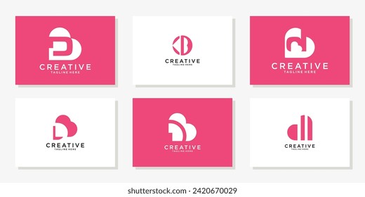 Letter D heart love logo design inspiration