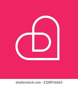 Letter D heart simple unique logo template