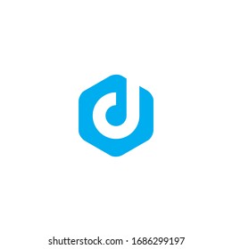 letra d) Logotipo del cuadro hexagonal pesos vectores de color azul