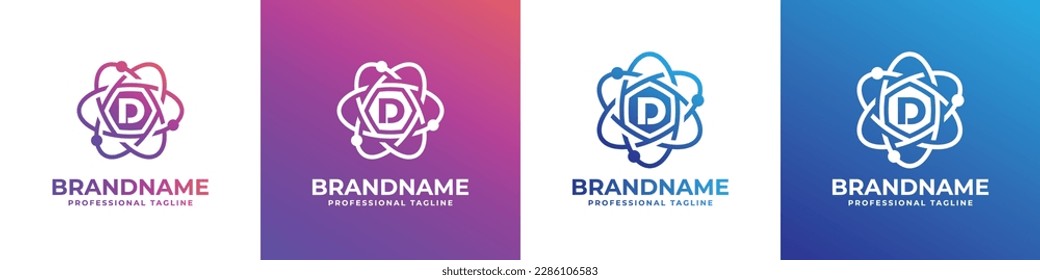 Letter D Hexagon Cyber Technology Logo, Suitable for any business with D initial.