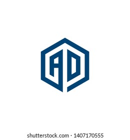 Letter A D hexagon icon logo design concept