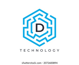 Letter D Hexagon Logo. Vector logo template