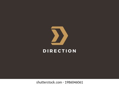 Letter D hexagonal directions brown color business logo