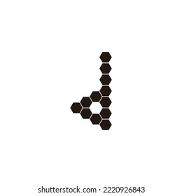 Letra d hexagones, símbolo geométrico de punto simple vector de logotipo