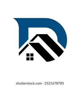 letter D with home icon for real estate logo