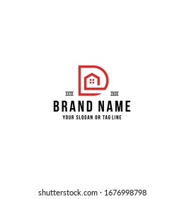 letter D home logo design vector template