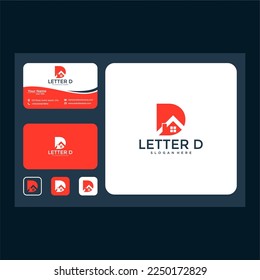 letter d with home logo design template