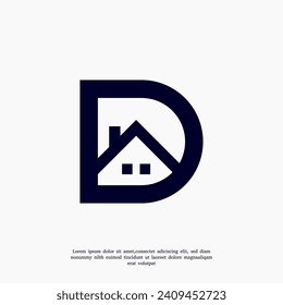 letter D home logo design template