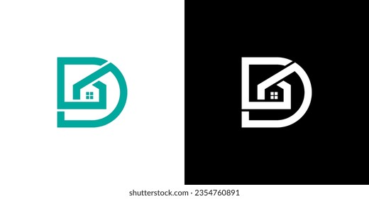 Letter D Home Logo, Initial D home Logo, Letter D house Logo, Real Estate, Property, Construction, Icon, Vector