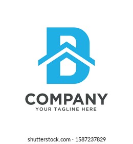 letter D with home shape logo template, vector file eps 10, text and color is easy to edit