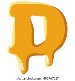 Letter D from honey icon isolated on white background. Alphabet symbol