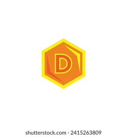 Letter D honey, nature geometric symbol simple logo vector