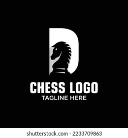 Letter D Horse Chess Logo Design Template Inspiration, Vector Illustration.