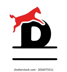 Letter d and horse personalized monogram, initial clip art isolated on white background svg