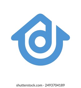 Letter d house logo design template vector, initial d real estate home logo icon isolated on white background
