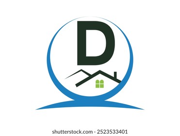 Letter D House Logo Design Template Inspiration, House Logo Vector Illustration.