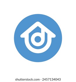 Buchstaben d Haus Logo Symbol Design, Alphabet d Home Logo auf Kreis blau Form