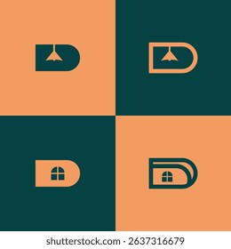 letter d with house logo icon design vector design template inspiration