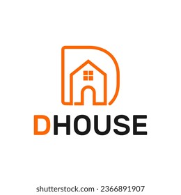 
letter D house logo template with home icon