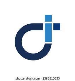letter D and I, logo vector template illustration