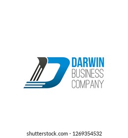 Letter D Icon For Business Company Or Commerce And Banking Industry Design. Vector Abstract Darwin Symbol Of Letter D For Investment Marketing, Development Corporation And Consulting Agency