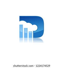 Letter D icon with design element of cloud computing connection internet hosting technology data