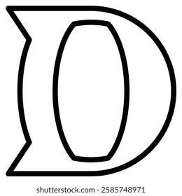 Letter D icon line vector illustration