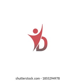Letter D  icon logo with abstrac sucsess man in front, alphabet logo icon creative design illustration