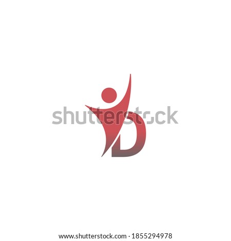 Letter D  icon logo with abstrac sucsess man in front, alphabet logo icon creative design illustration