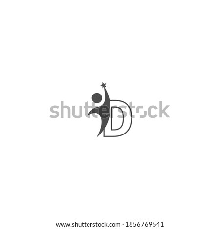 Letter D icon logo with abstrac sucsess man in front, alphabet logo icon creative design illustration