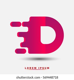 Letter D icon and logo template. Elegant typographic design. Spread the font. red and purple
