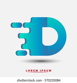 Letter D icon and logo template. Elegant typographic design. Spread the font. blue and green