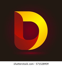 Letter D icon and logo template.  New design and elegant typographic concept. twisted, red and yellow