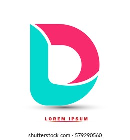 Letter D icon and logo template.  New  Flat design and elegant typographic. blue and pink