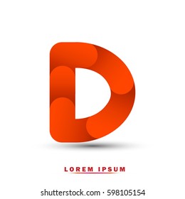 Letter D icon and logo template. elegant, and simple typographic. orange