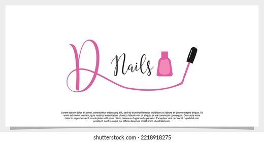 letter d with icon nail polish logo design template