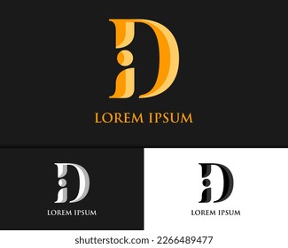 Letter D iD Di luxury logo design template	