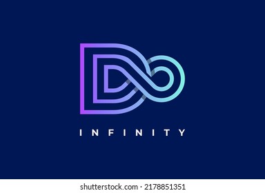 Letter D Infinity Logo design, suitable for technology, brand and company logo, vector illustration