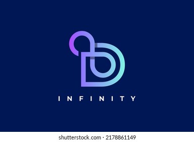 Letter D Infinity Logo design, suitable for technology, brand and company logos, vector illustration