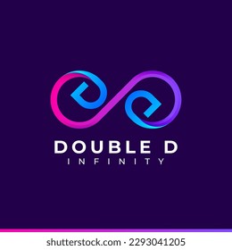 Logo-Design von Letter D Infinity und Farbiges Symbol für das Markenzeichen von Unternehmen und Unternehmensidentität in blauer Farbe