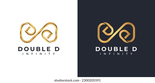 Letter D Infinity Logo design and Gold Elegant symbol for Business Company Branding and Corporate Identity