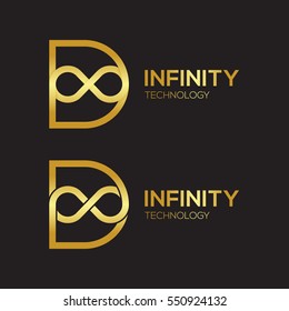 Letter D Infinity logo,Gold color,loops,Business Technology Logotype